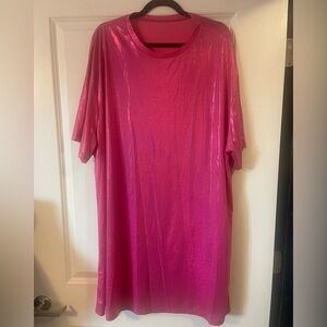 Hot pink glittery tshirt dress
